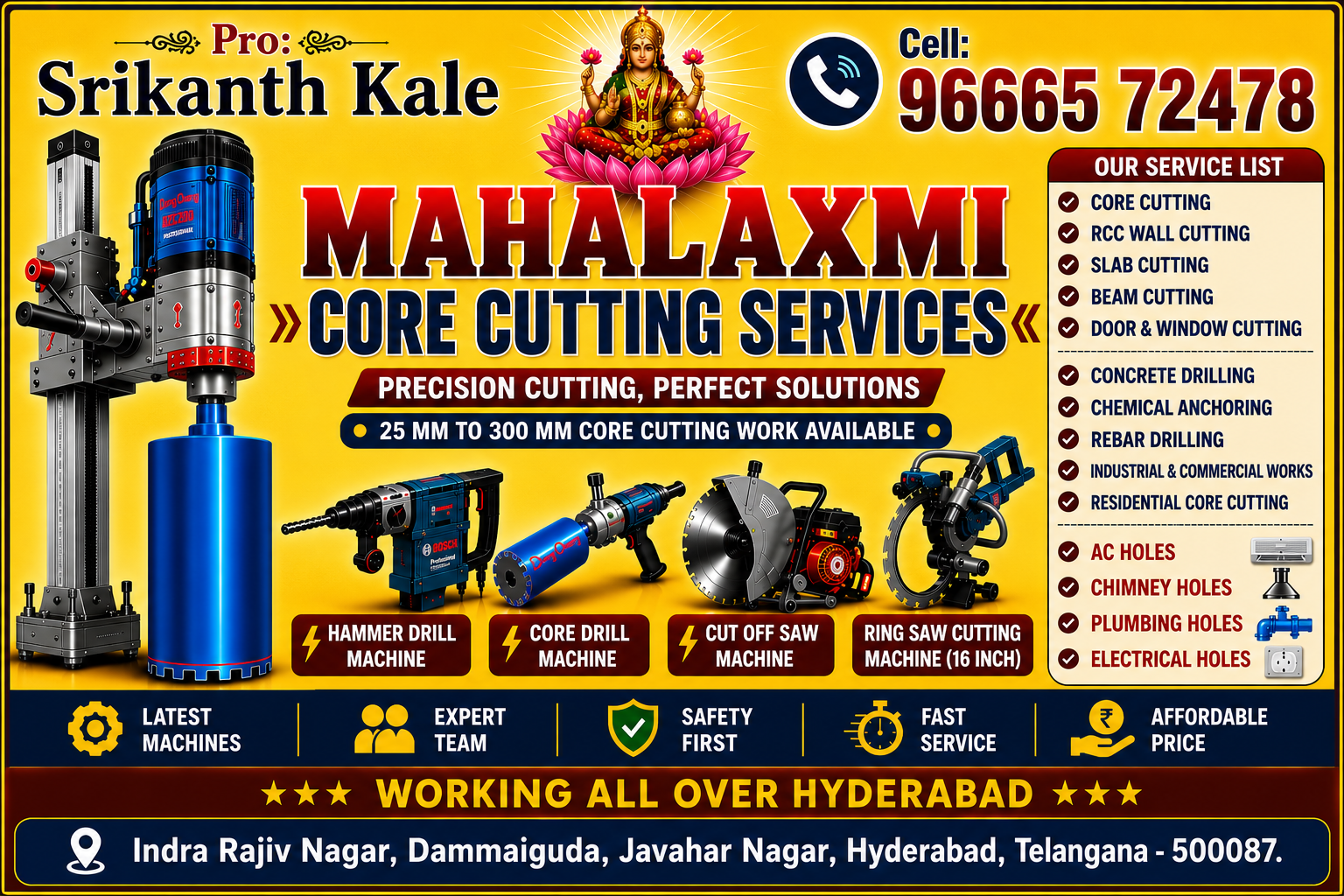 Mahalaxmi Core Cutting Services visiting card